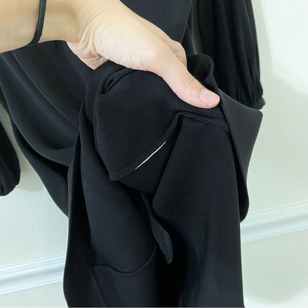 Piazza Sempione Puff Sleeve Black Dress Mirror Detail Womens Size L - Picture 12 of 15